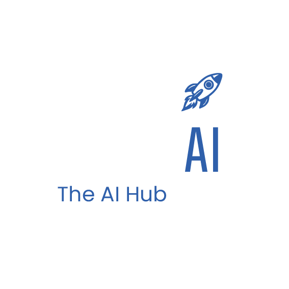 Logo von The AI Hub mit einem Raketen-Icon und der Schrift 'AI'.